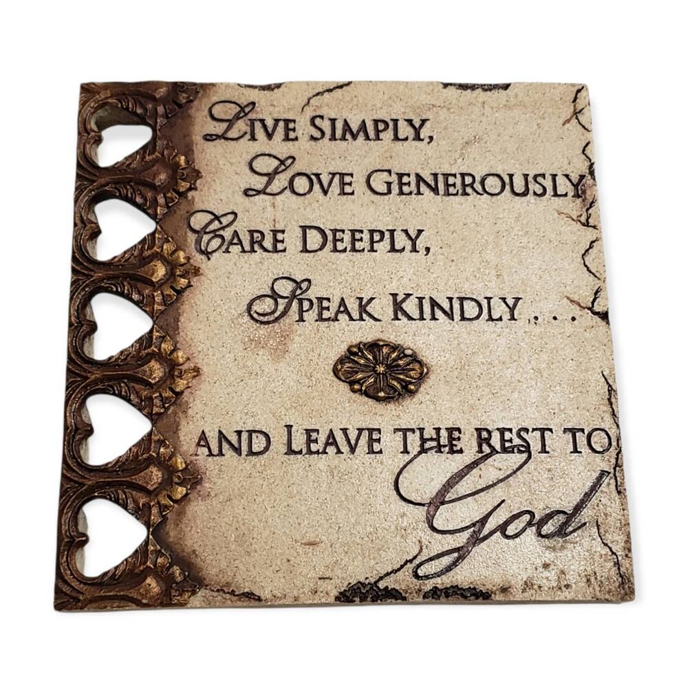 Live Simply, Love, Care, Speak Kindly & Leave The Rest To God Heart Wall Decor